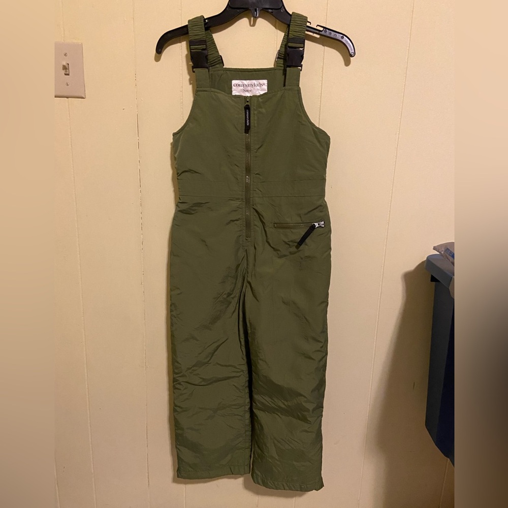 Kids Overalls Snow Bibs in Olive Green